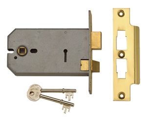 UNION 2077-5 3 Lever Horizontal Mortice Lock Polished Brass 124mm UNNY2077PL5