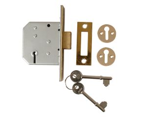 UNION 2177 3 Lever Mortice Deadlock Polished Brass 65mm 2.5in Visi UNNY2177PL25