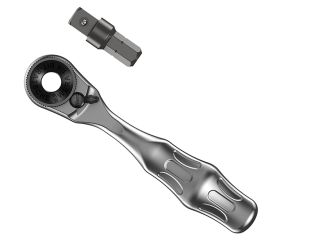 Wera 8001 A Zyklop Mini Bit Ratchet 1/4in Hex Drive, with 1/4in Square adaptor WER073230