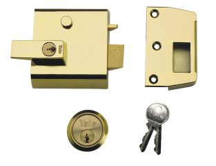 Yale Locks P1 Double Security Nightlatch 60mm Backset Brasslux Finish Visi YALP1B